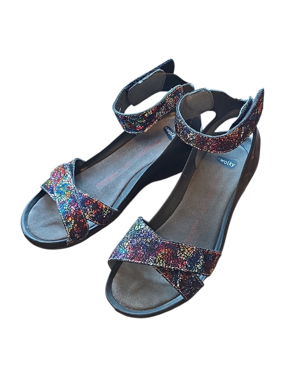 WOLKY Era Wedge Sandal Mosaic Pattern EU 37 US 7 Like New